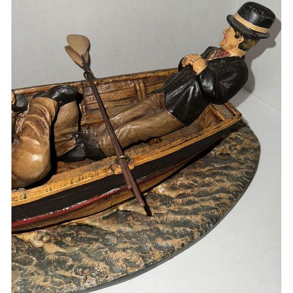 Extremely Rare! Laurel & Hardy Fishing in Boat Figurine Statue With Accessories - Picture 9 of 15
